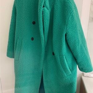 Turquoise Teddy Coat - Women's Plush Long Coat